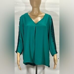 VALERIE STEPHENS GREEN OR TURQUOISE TOP/ BLOUSE SIZE LARGE